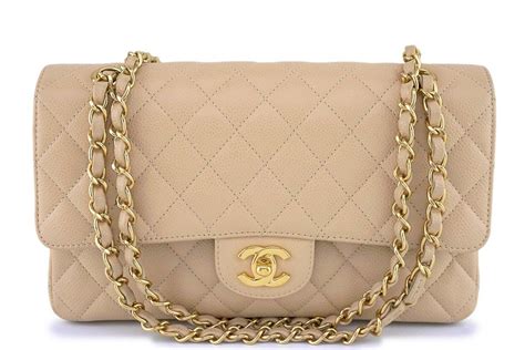 chanel beige black caviar|CHANEL Caviar Stitched Shoulder Flap Bag Beige.